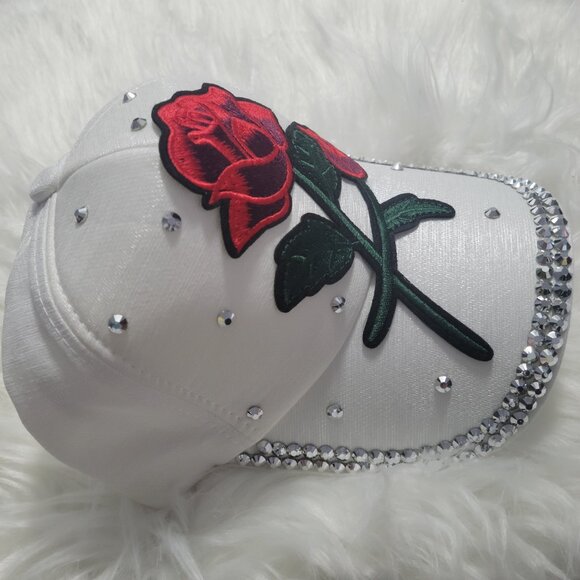 Bling & Roses White Baseball Cap - Picture 2 of 9